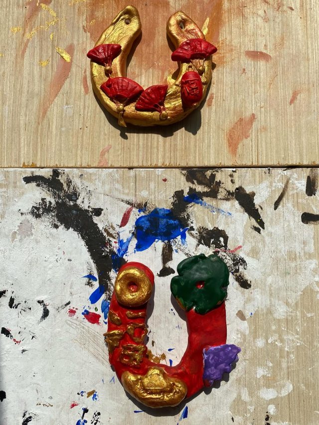 Talented Y6 CNY Horse shoe designs nearly finished for display, they did so well with the magic modeling clay. #gallery #primary