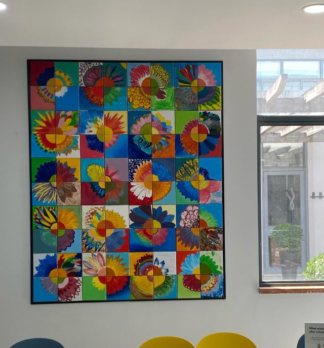 Y1 to Y13 community creative project 🤩 looked stunning in the school coffee bar. #soproud #gallery